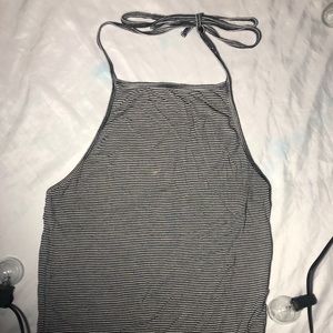 Stripped black and white halter tank top